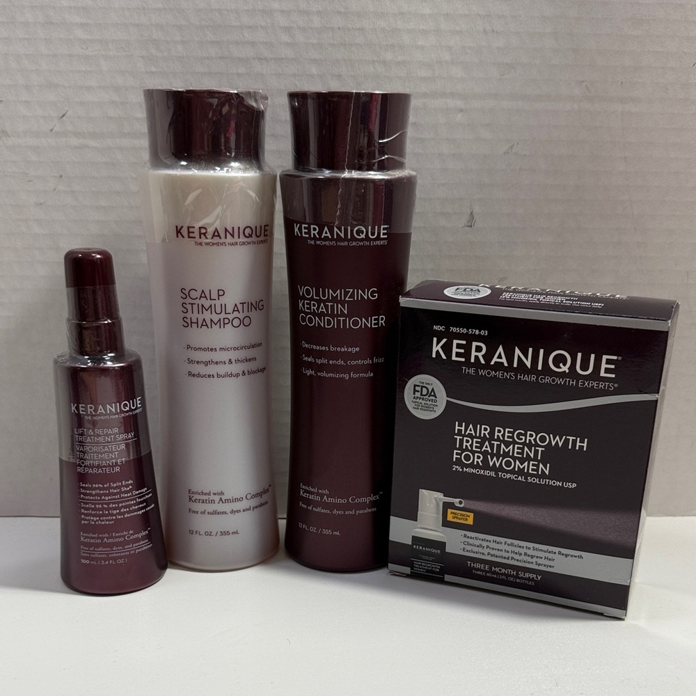 Keranique Hair Regrowth Treatment Set for Women - Deep Burgundy